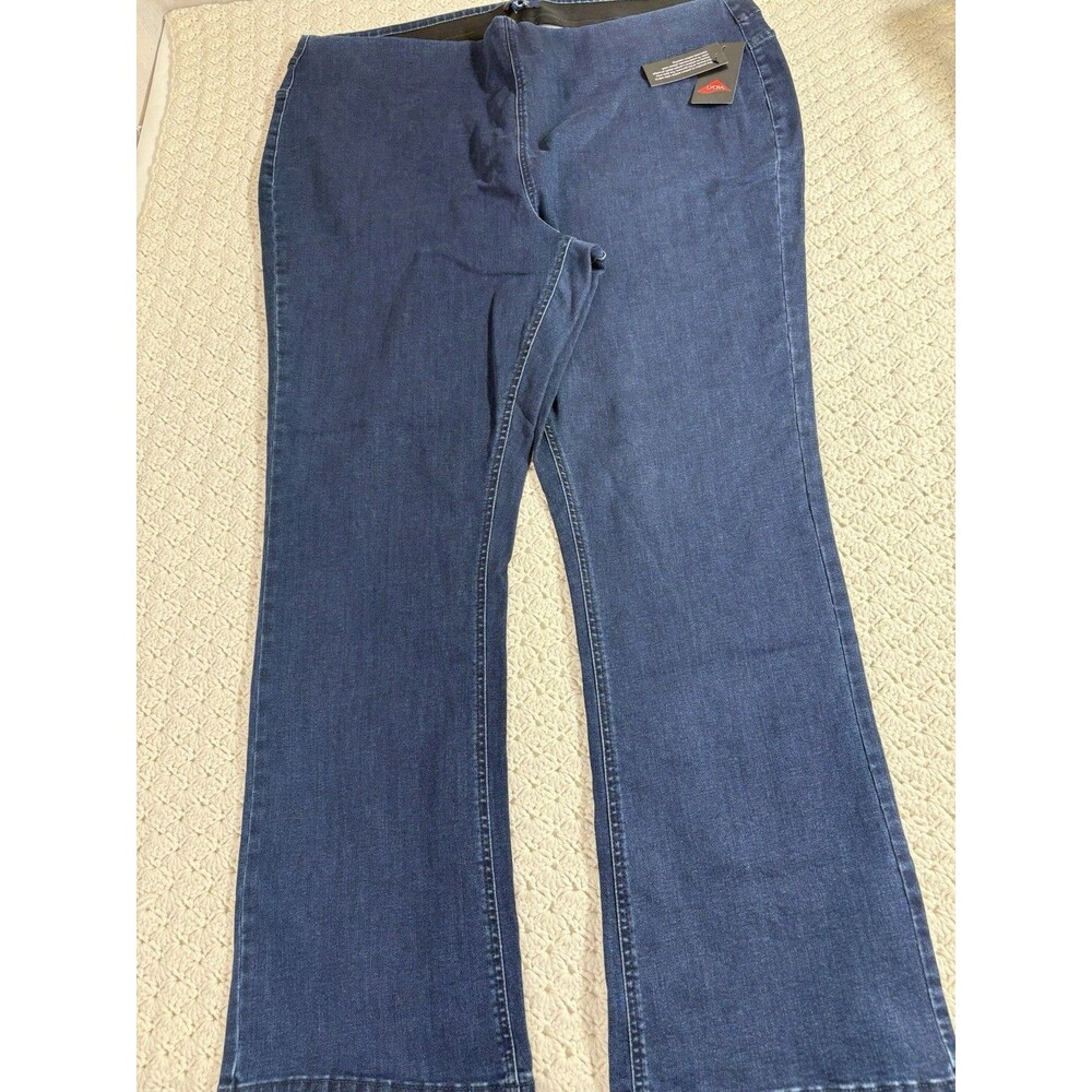 Denim & Co Women's Signature 24W Perfect Flex Regular Pull-on Jeans  Deep Indigo